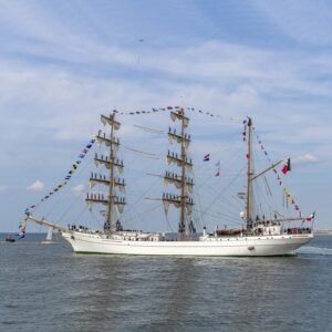 Antique-tall-ship-dressed-overall-with-signal-flags